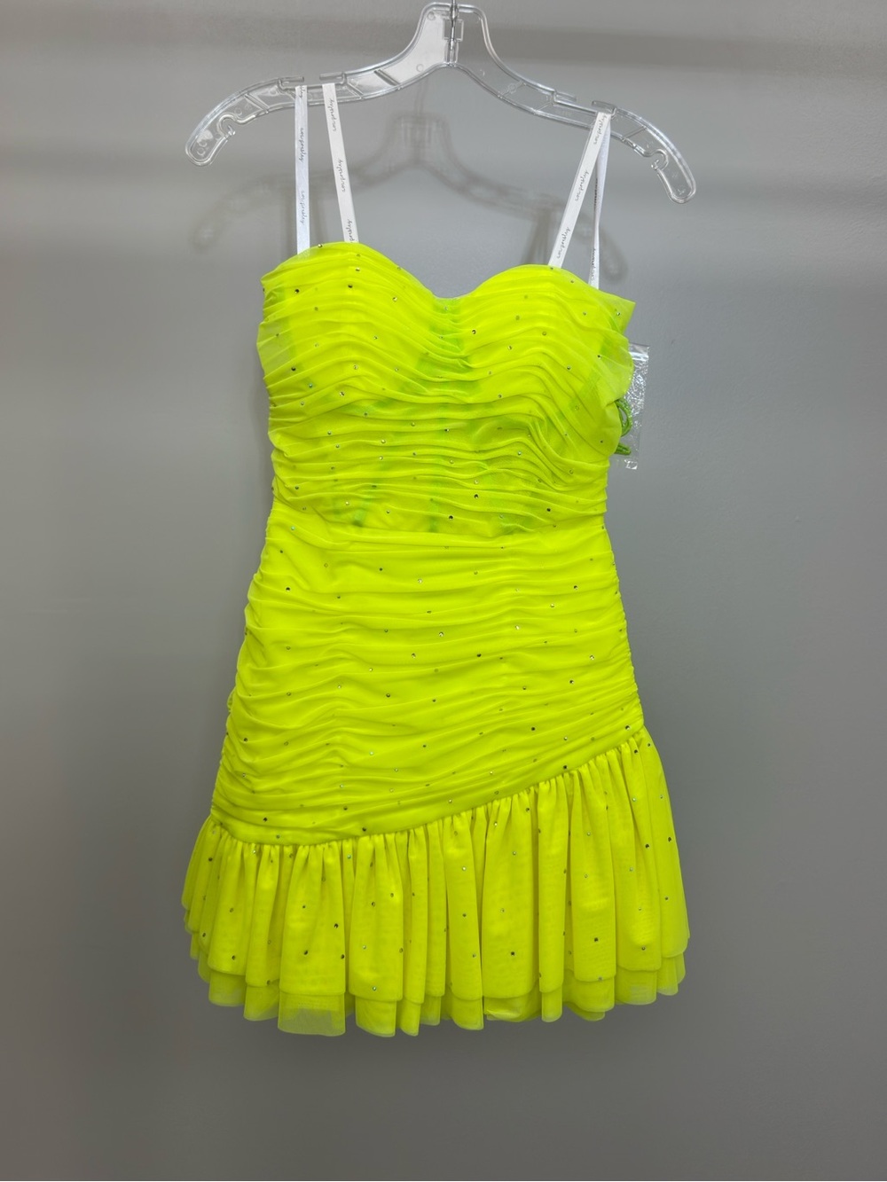 Neon Yellow Ruched Mini Dress